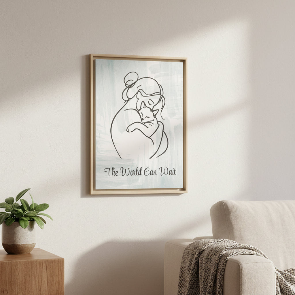 L'impression sur toile Chat Le Monde Peut Attendre