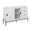 Modern characteristic storage cabinet side panel with glass sliding door and 3 drawers, dining table cabinet in white color - Korvel