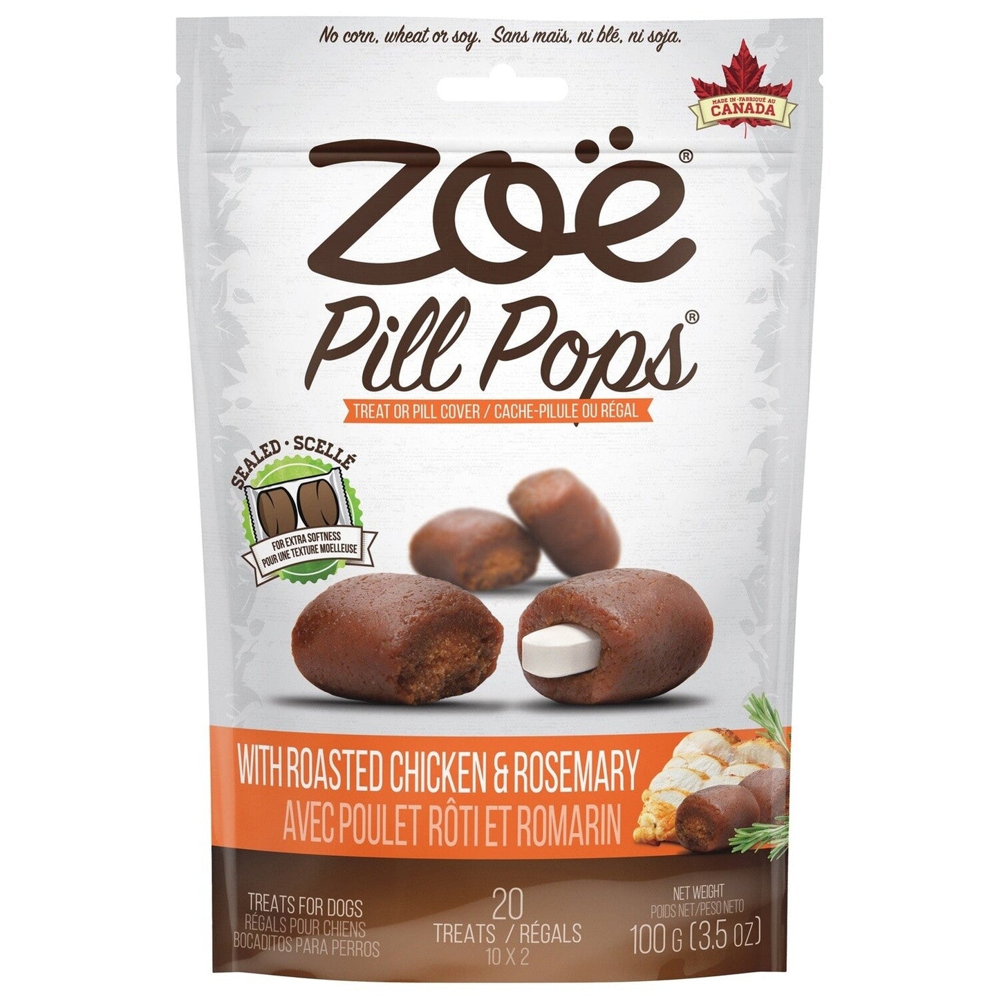 Zoe Pill Pops Friandises pour Chiens, Poulet Rôti & Romarin