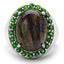 11.90 Carat Genuine Labradorite & Chrome Diopside Ring
