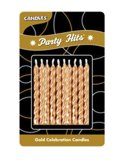 Elegant Gold Birthday and Anniversary Candles - 10 Pack