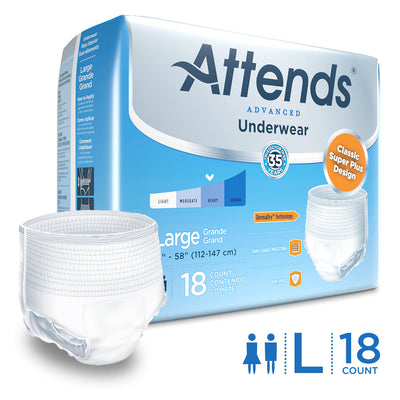 Attends Advanced Heavy Absorbency Protective Underwear, Large