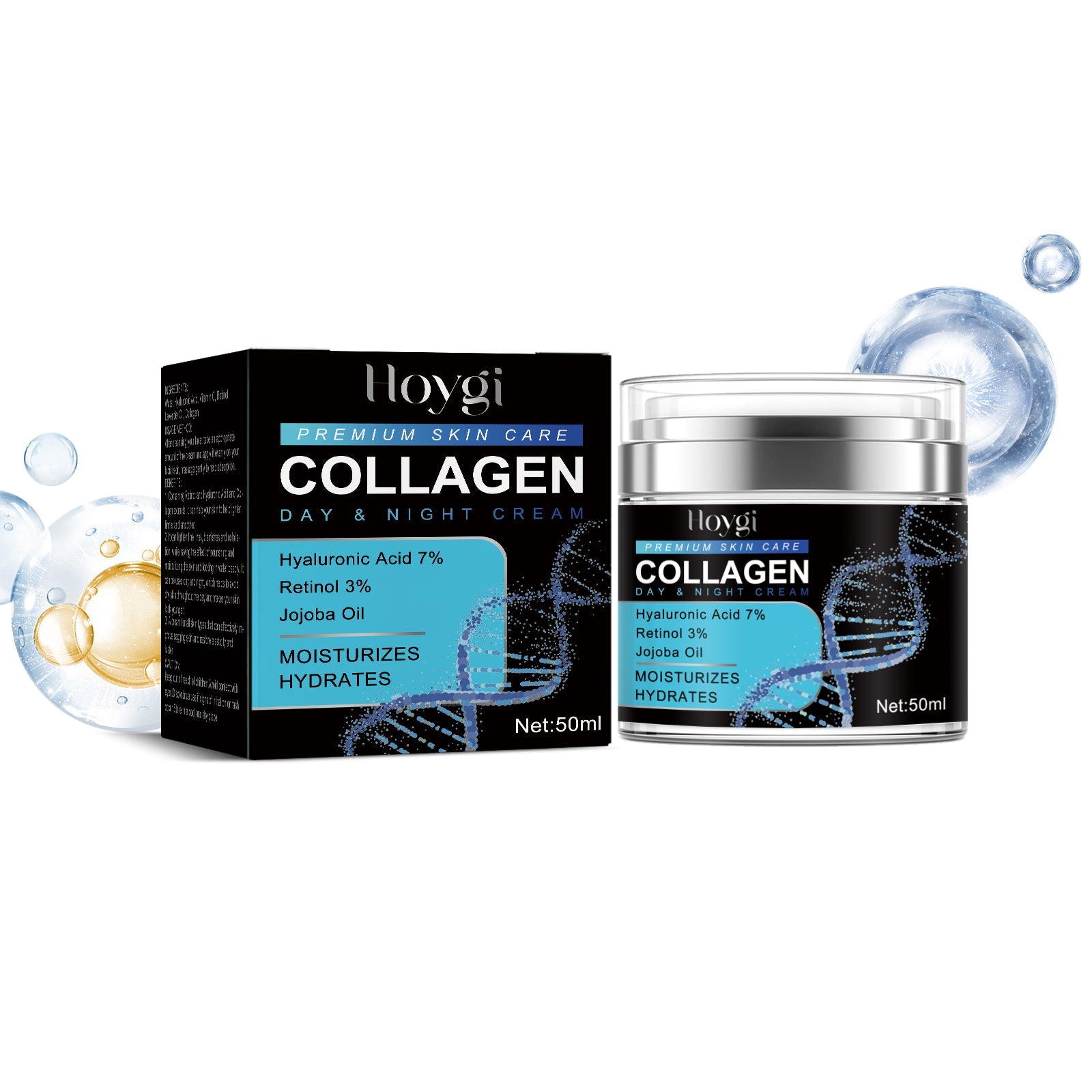 Collagen Day & Night Cream, Firming Anti-Wrinkle Lightening Fine Lines Around The Eyes And Anti-Aging Creme - Korvel