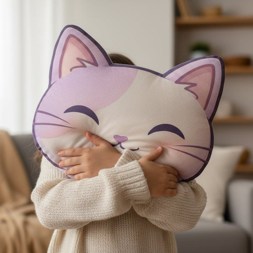Smiling Cat Face Pillow - Soft and Inviting Decor