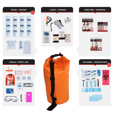 WSK Essential Survival Kit for Up To 2 People plus Dry Bag - Korvel