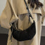 PU Leather Strap Suede Shoulder Bag - Korvel