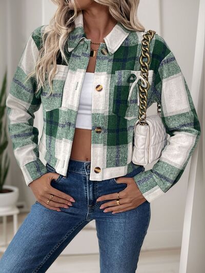 Veste Boutonnée Vert Foncé Chic avec Nœud et Poches