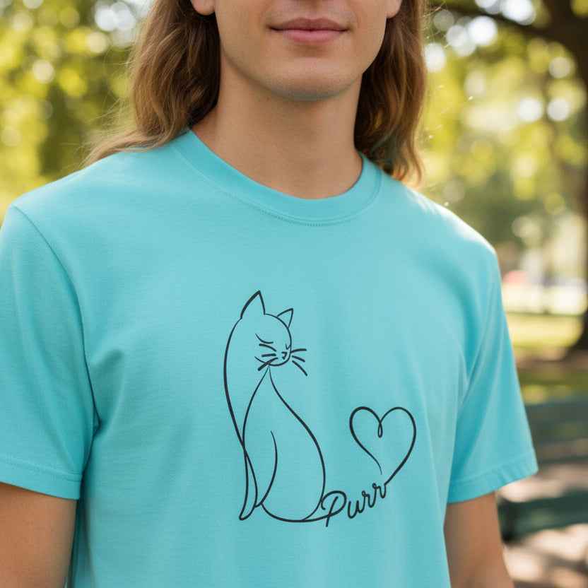 Purr Line Art Cat Unisex T-Shirt