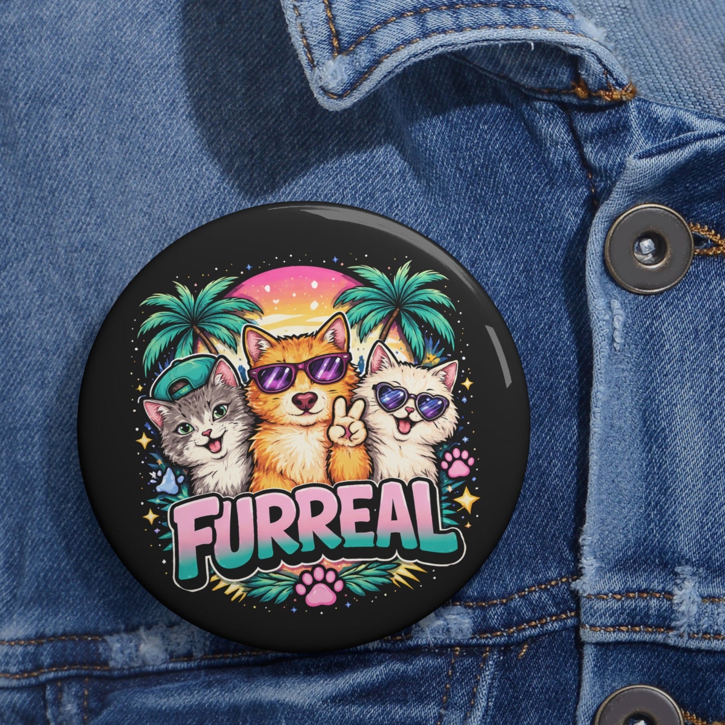 Furreal Pinback Button - Bold Retro Accessory
