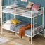 Twin metal bunk beds, metal structure bed frame with safety guardrails and 2 ladders, convertible bunk beds, white - Korvel