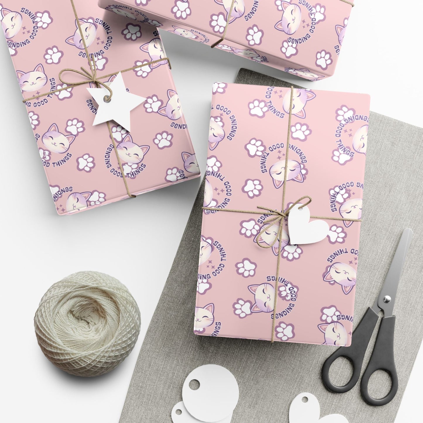 Smiling Cat Pattern Gift Wrap - All-Purpose Wrapping Paper