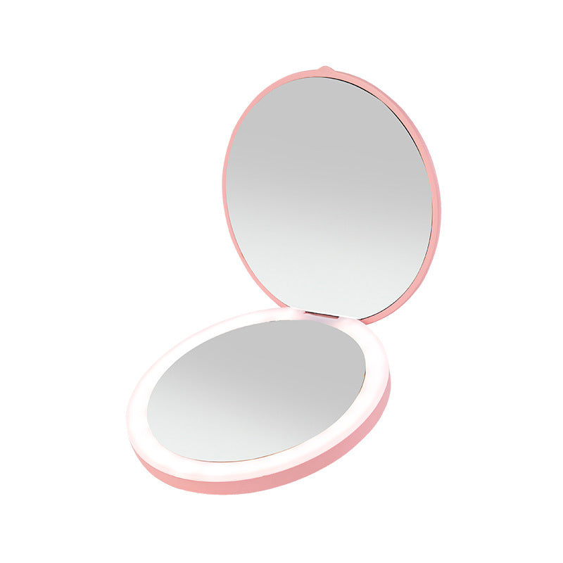 Mini portable LED light-emitting makeup mirror round stackable lighted beauty mirror - Korvel