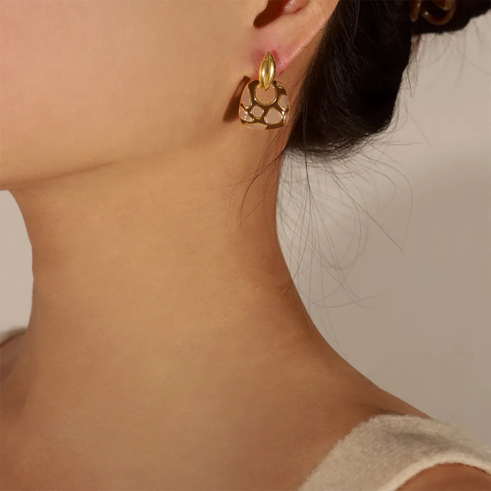 Geometric glazed enamel leopard print earrings fashionable and elegant accessories - Korvel