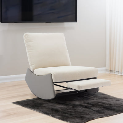 Modern rocking chair recliner, comfortable cushioned recliner with footstool, gray - Korvel