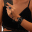 Bracelet à franges en diamant noir élégant pour femmes