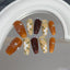 Hand-Painted Caramel Color False Nail Patch