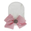 Chapeau en tricot rayé rose scintillant pour bébé avec un grand nœud