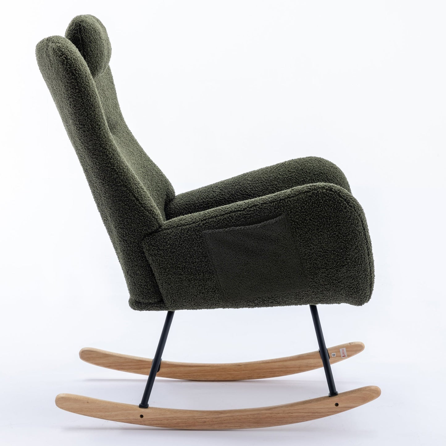 35.5-Inch Soft Teddy Fabric Rocking Chair with Pockets