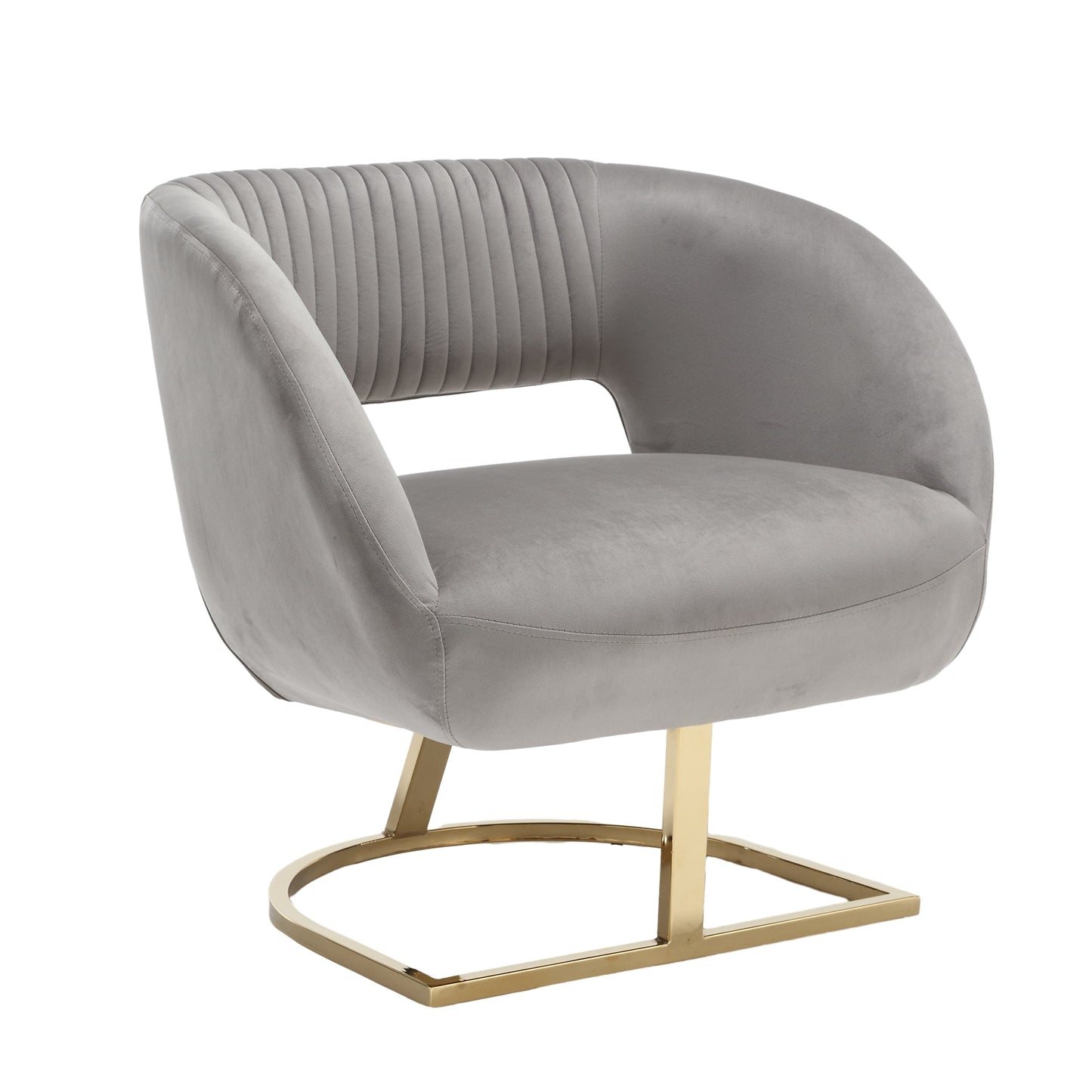 COOLMORE Upholstered Tufted Living Room Chair Textured Linen Fabric Accent Chair with Metal Stand - Korvel