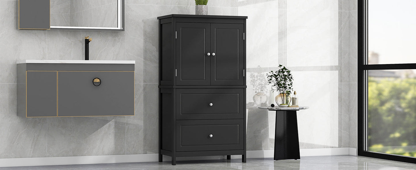 Armoire de rangement de salle de bain noire élégante avec étagère réglable