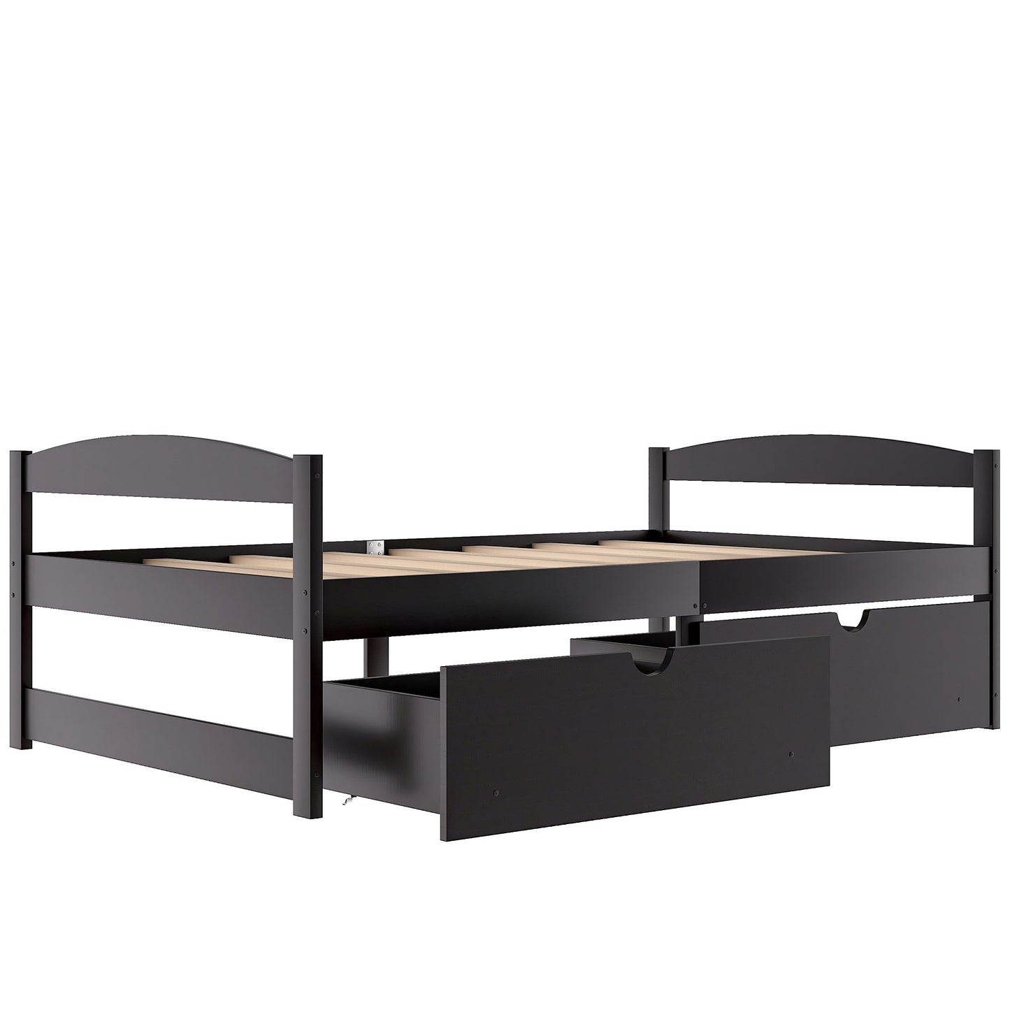 Espresso Twin Size Platform Bed with Two Drawers