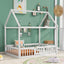 Full Size Wood House Bed with Fence and Door White Wash - Korvel