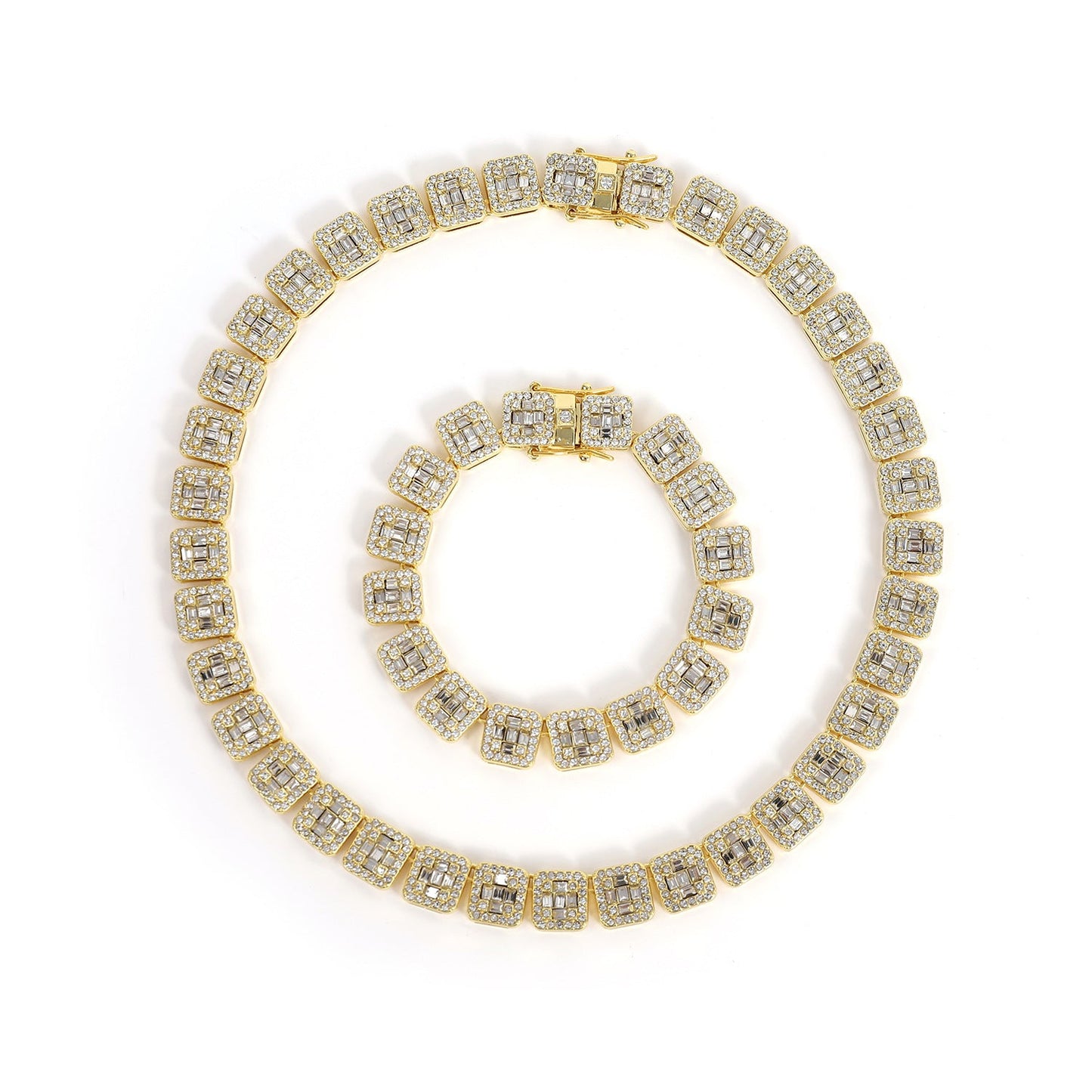 Cuban chain fashion new product square rock sugar chain 13mm necklace bracelet niche hip-hop jewelry accessories - Korvel