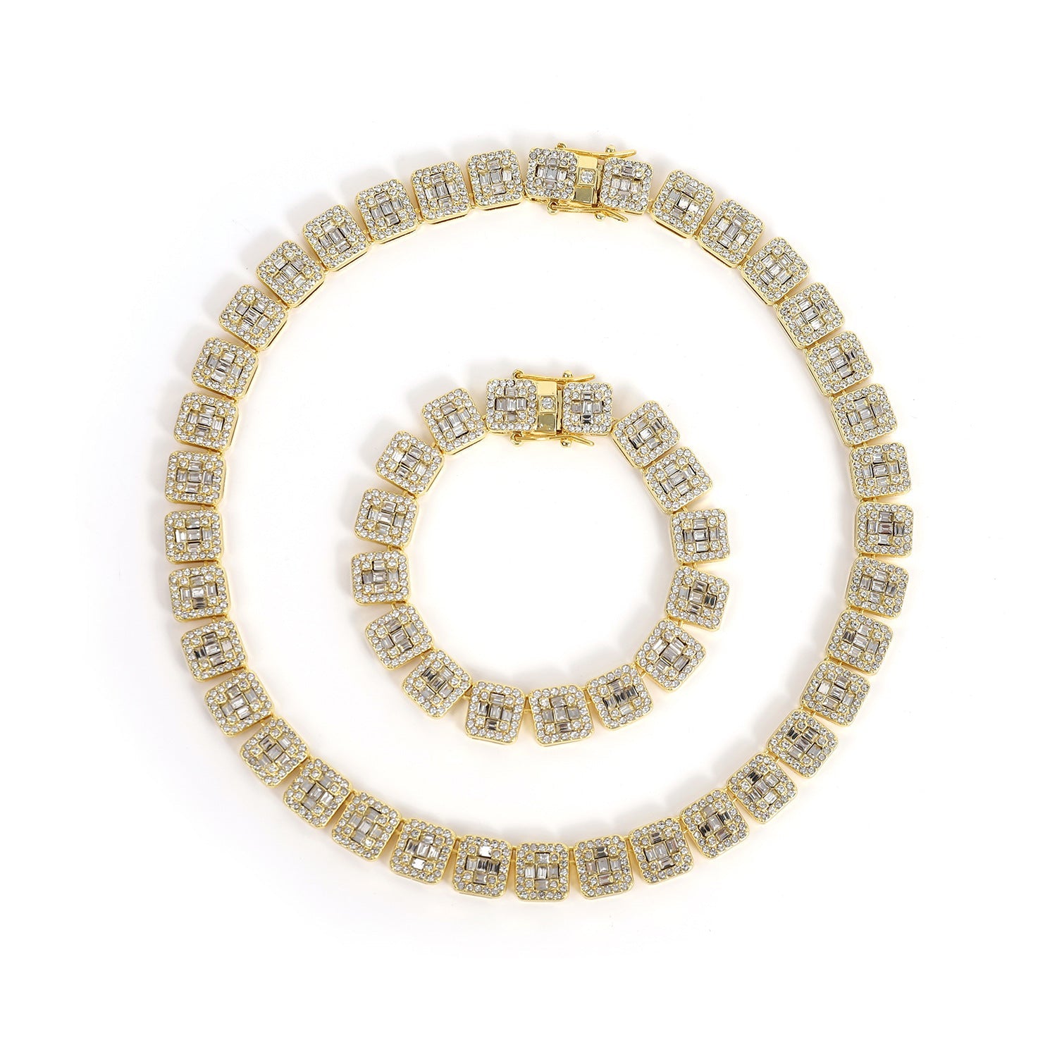 Cuban chain fashion new product square rock sugar chain 13mm necklace bracelet niche hip-hop jewelry accessories - Korvel