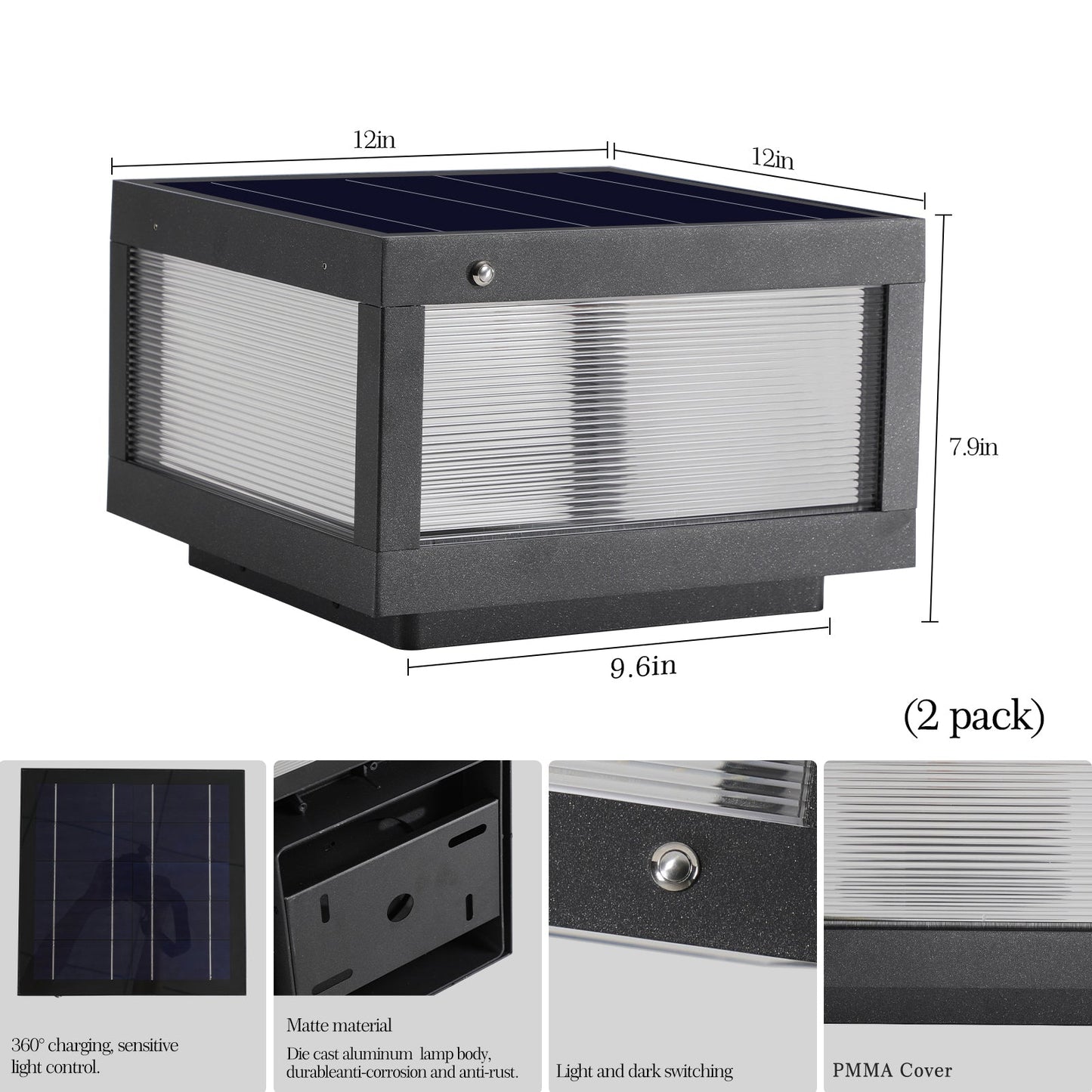Solar Wall Lamp With Dimmable LED Aluminium - Korvel