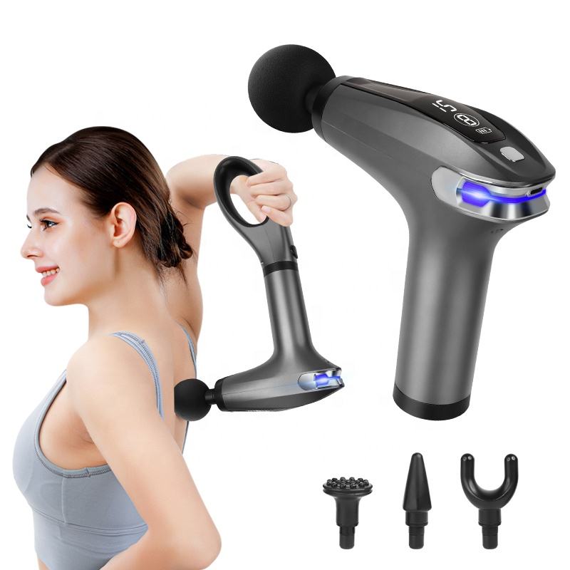 4 Massage Silicone Head Powerful Fascial Gun Portable Vibration Deep Tissue Percussion Muscle Back Massage Gun For Women - Korvel