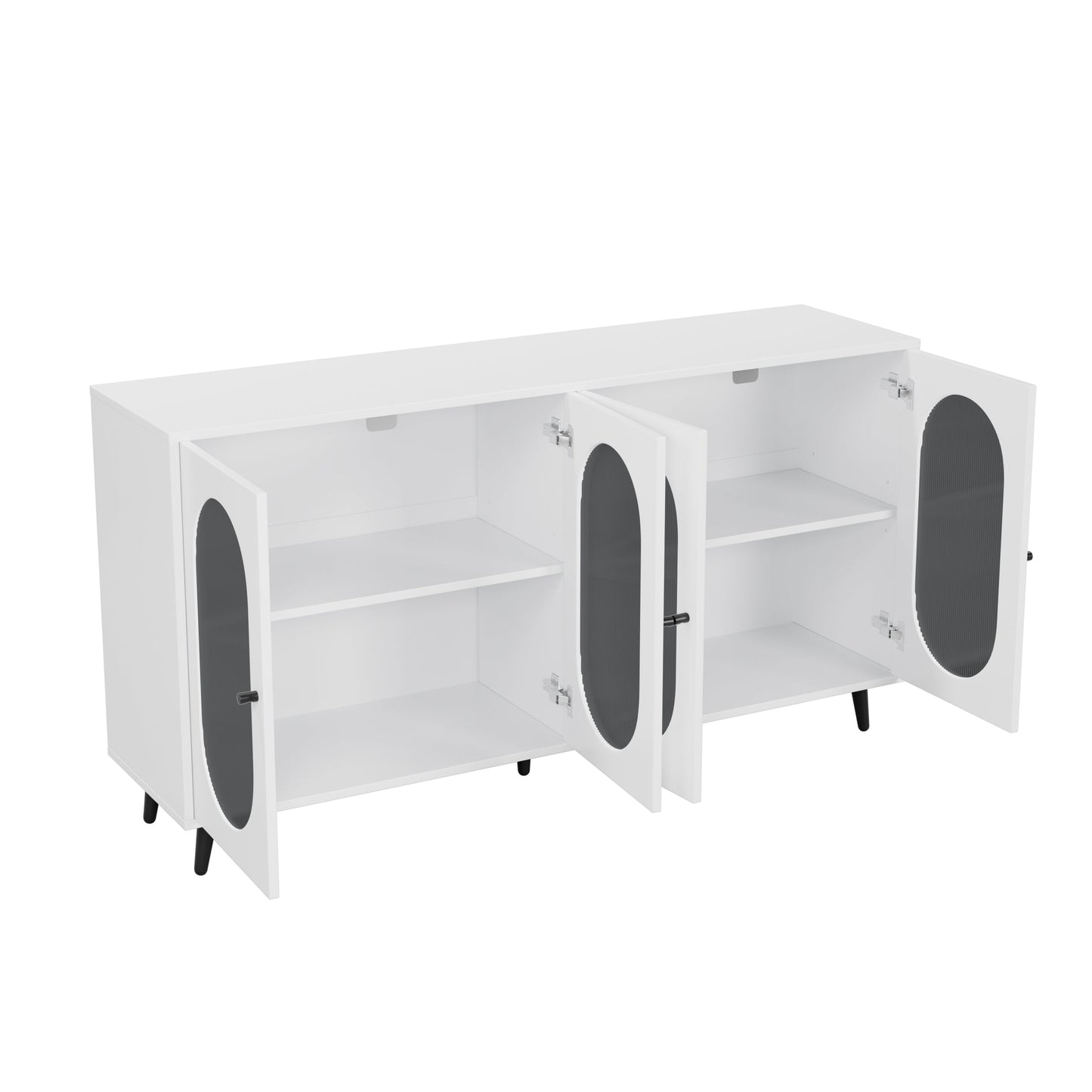 Buffet d'Accent Blanc Moderne avec Portes en Acrylique