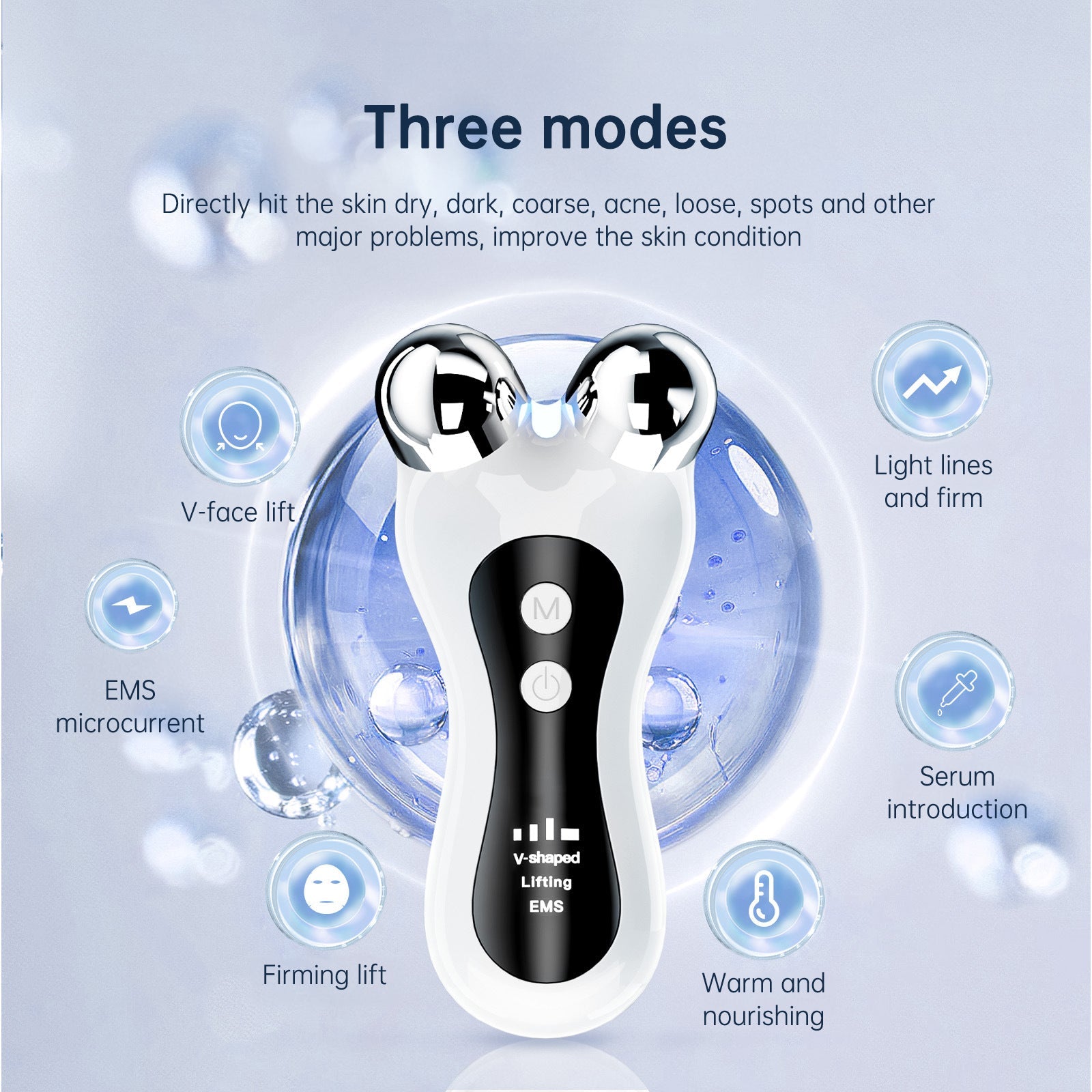 Roller face slimming instrument EMS light therapy home facial V face beauty instrument lifting and firming electric face massager - Korvel