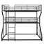 Full XL over Twin XL over Queen Size Triple Bunk Bed with Long and Short Ladder,Black - Korvel