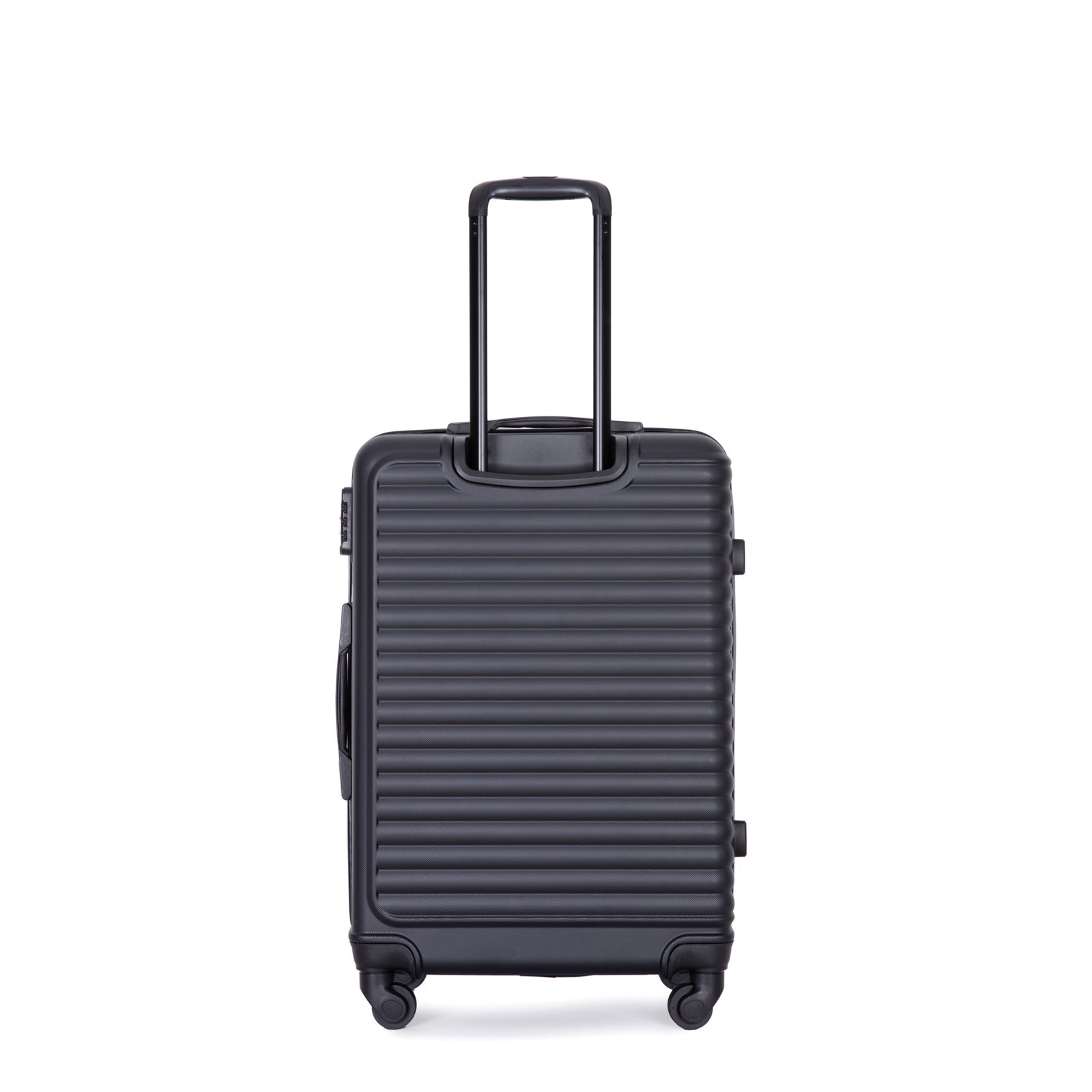 3 Piece Luggage Sets ABS Lightweight Suitcase with Two Hooks, Spinner Wheels, TSA Lock, (20/24/28) Black - Korvel