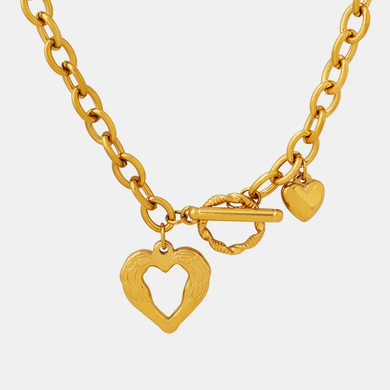 Collar de Pendiente de Corazón de Acero de Titanio
