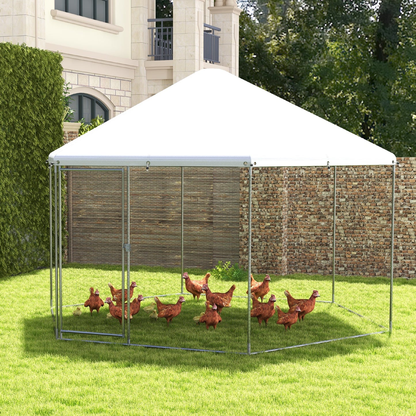 Gallinero Hexagonal Grande de Metal de 13FT con Puerta Bloqueable