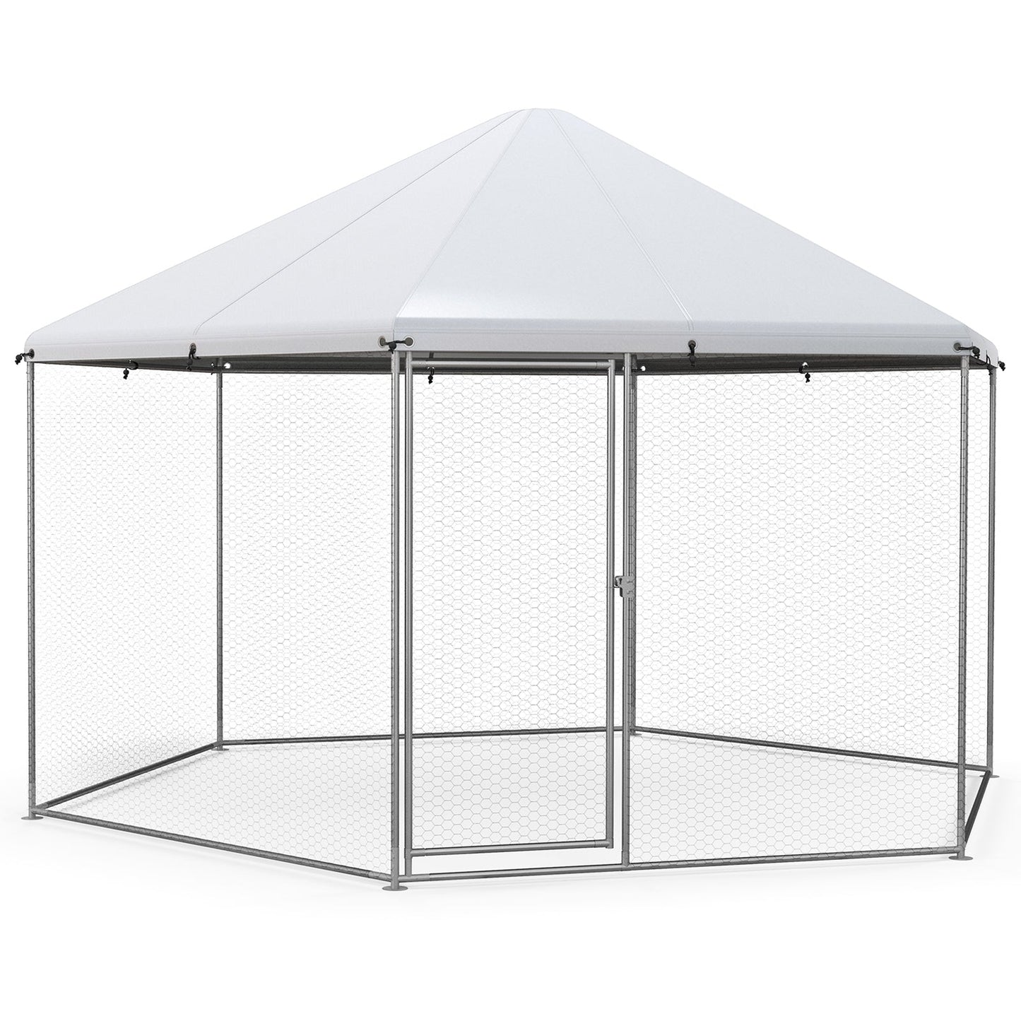 Gallinero Hexagonal Grande de Metal de 13FT con Puerta Bloqueable