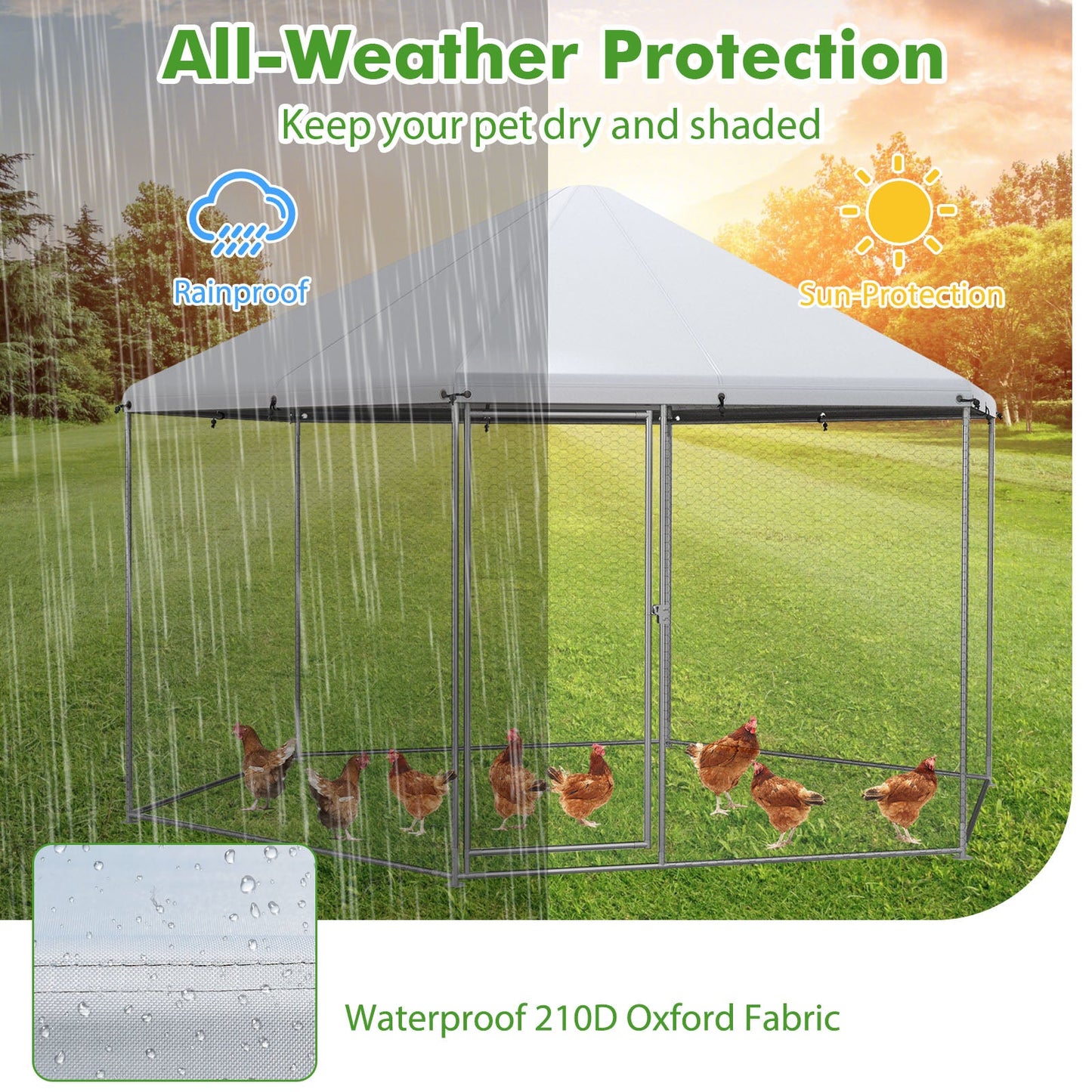 Gallinero Hexagonal Grande de Metal de 13FT con Puerta Bloqueable