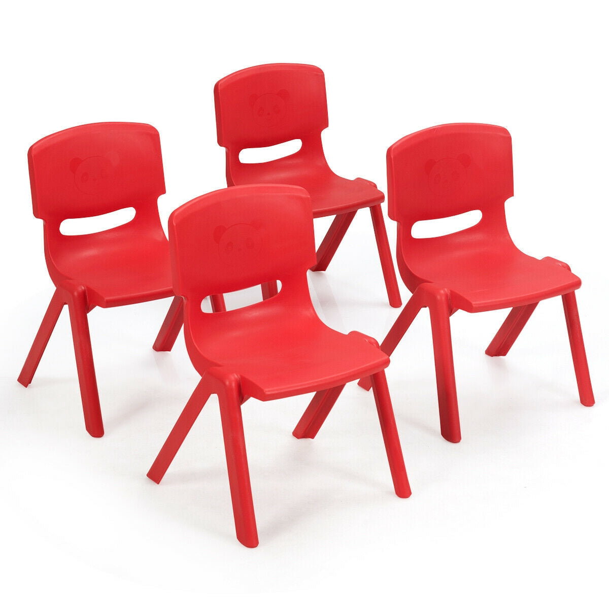 Paquete de 4 Sillas Apilables para Niños - Rojo