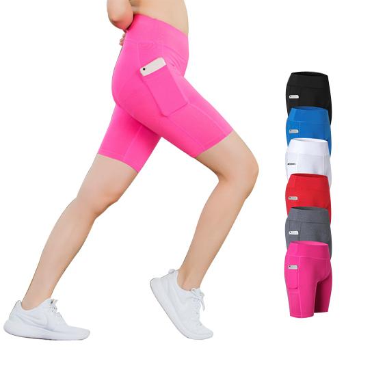 Stretchable Yoga Shorts with Convenient Phone Pocket
