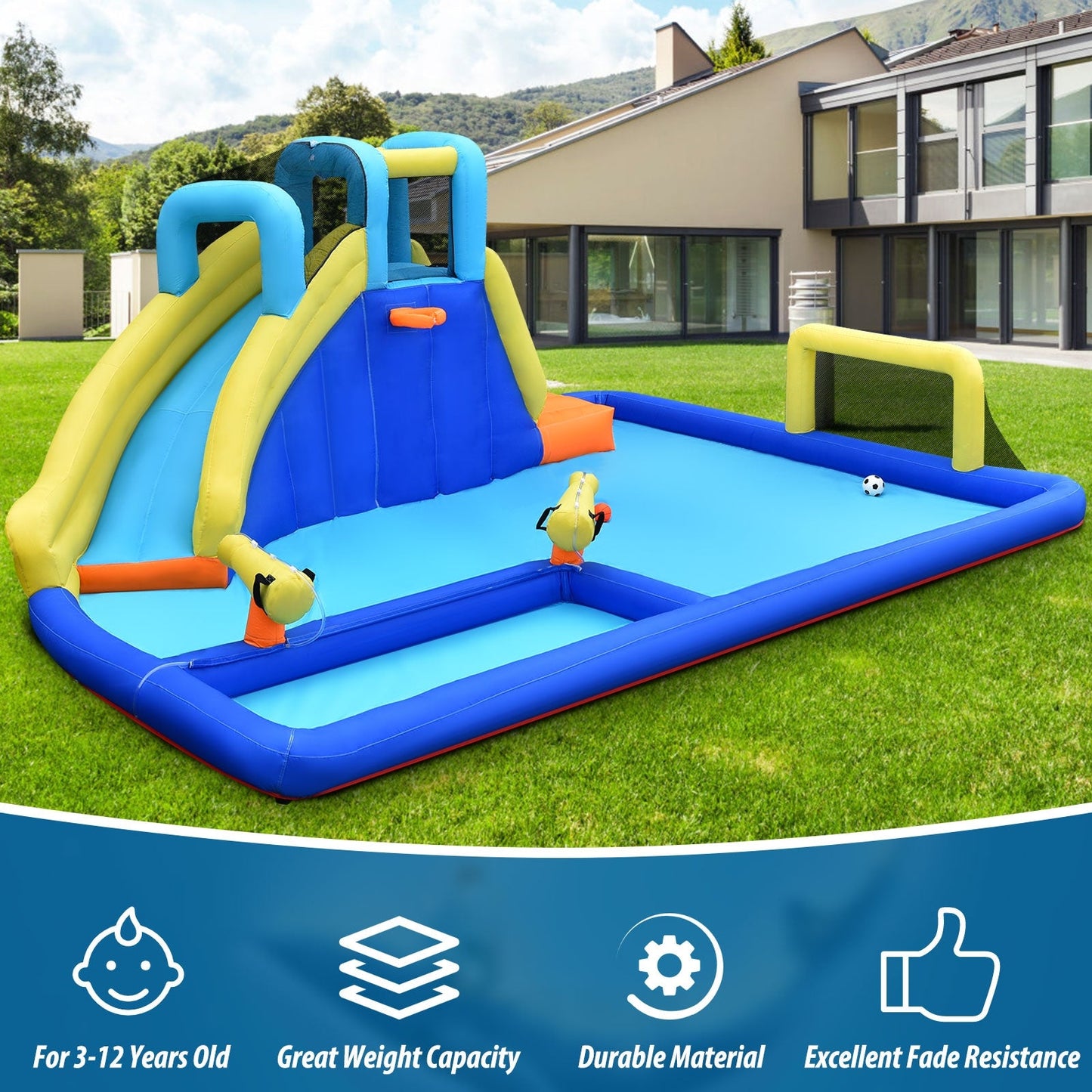 Casa de Salto Inflable 6 en 1 con Tobogán de Agua