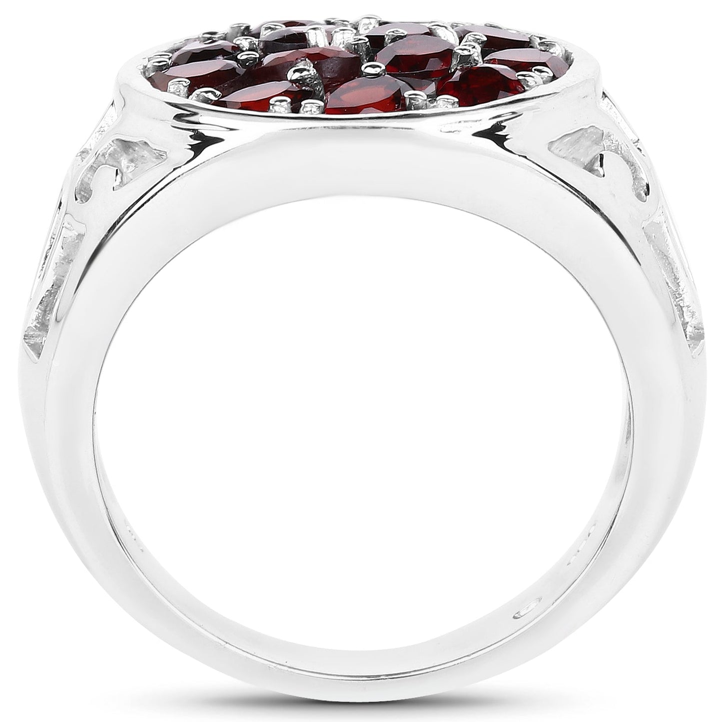2.34 Carat Genuine Garnet Sterling Silver Engagement Ring