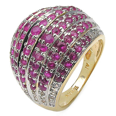 14K Yellow Gold Plated Ruby & White Topaz Cluster Ring