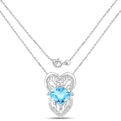 Pendentif en Topaze Bleue Suisse de 4,65 Carats en Argent Sterling