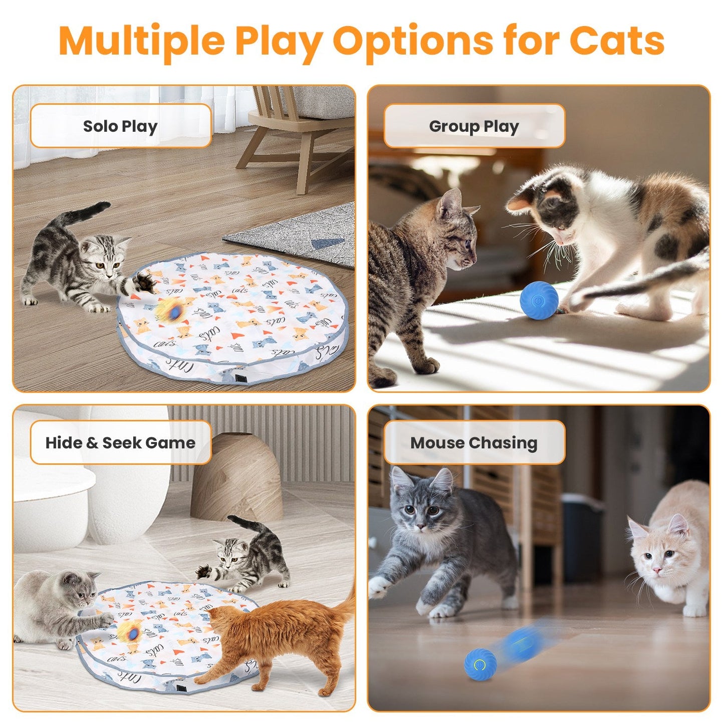 Balle de Jouet Interactive Rechargeable pour Chats d'Intérieur