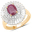 Bague de fiançailles en argent sterling avec rubis de 3,75 carats et topaze blanche
