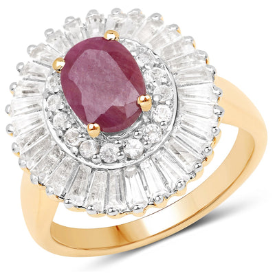 Bague de fiançailles en argent sterling avec rubis de 3,75 carats et topaze blanche