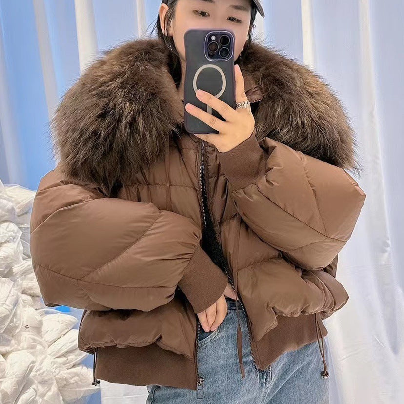 Women's Premium Down Jacket with Fur Trim