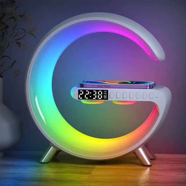 Wireless Charger Alarm Clock with Speaker and RGB Light