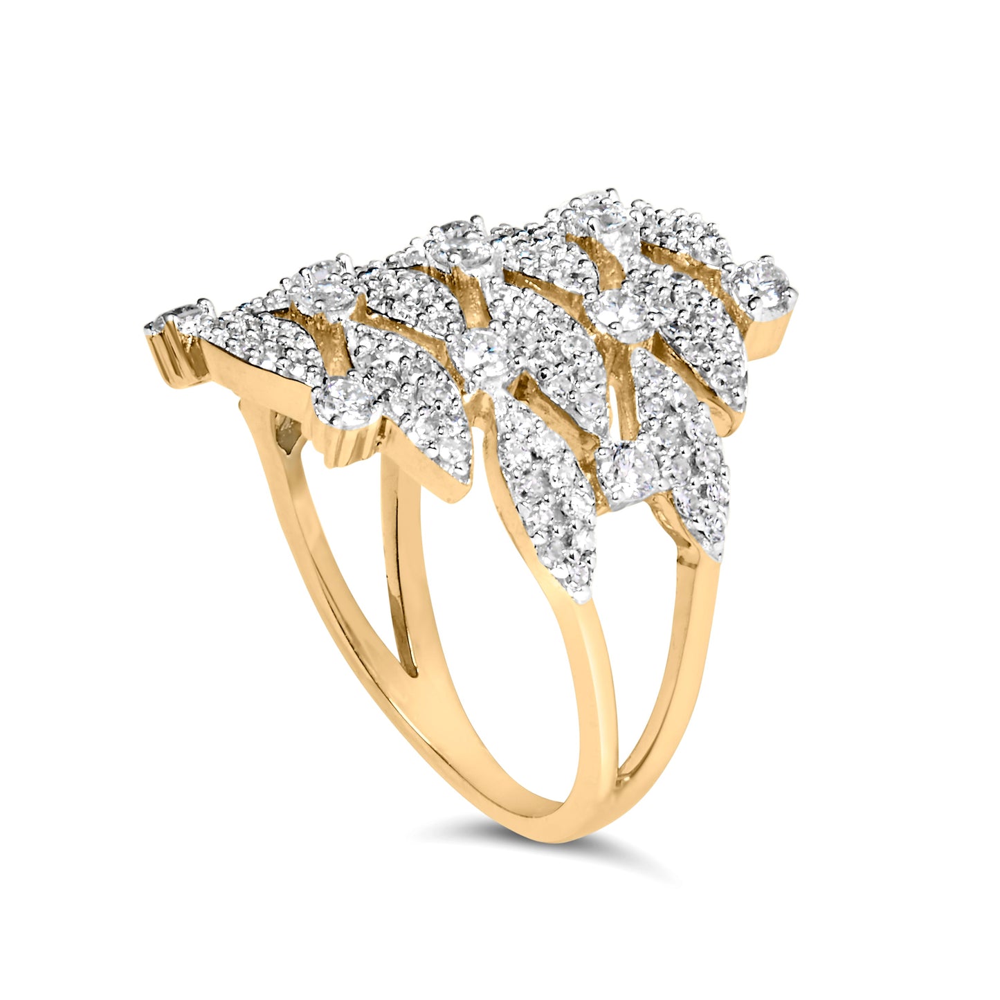 14K Yellow Gold 1.0 Cttw Diamond Geometric Stacked Ring - Size 7